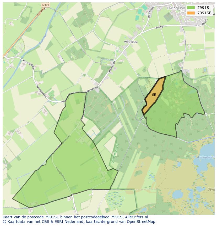 Afbeelding van het postcodegebied 7991 SE op de kaart.