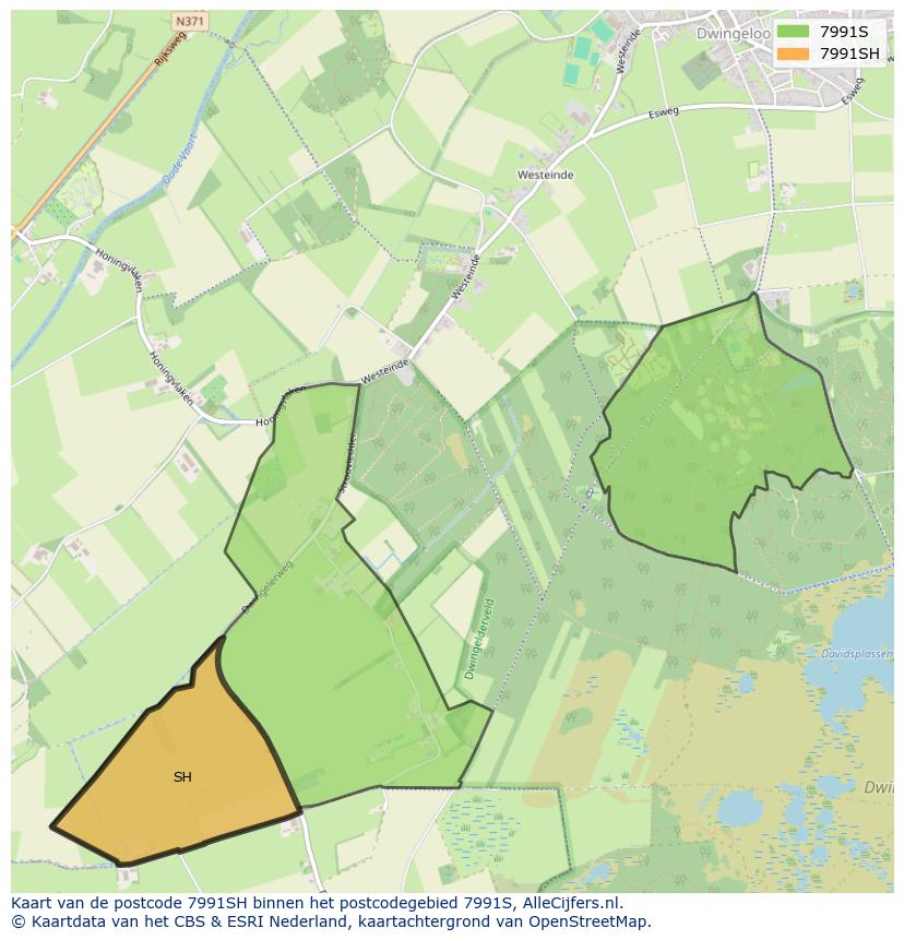 Afbeelding van het postcodegebied 7991 SH op de kaart.