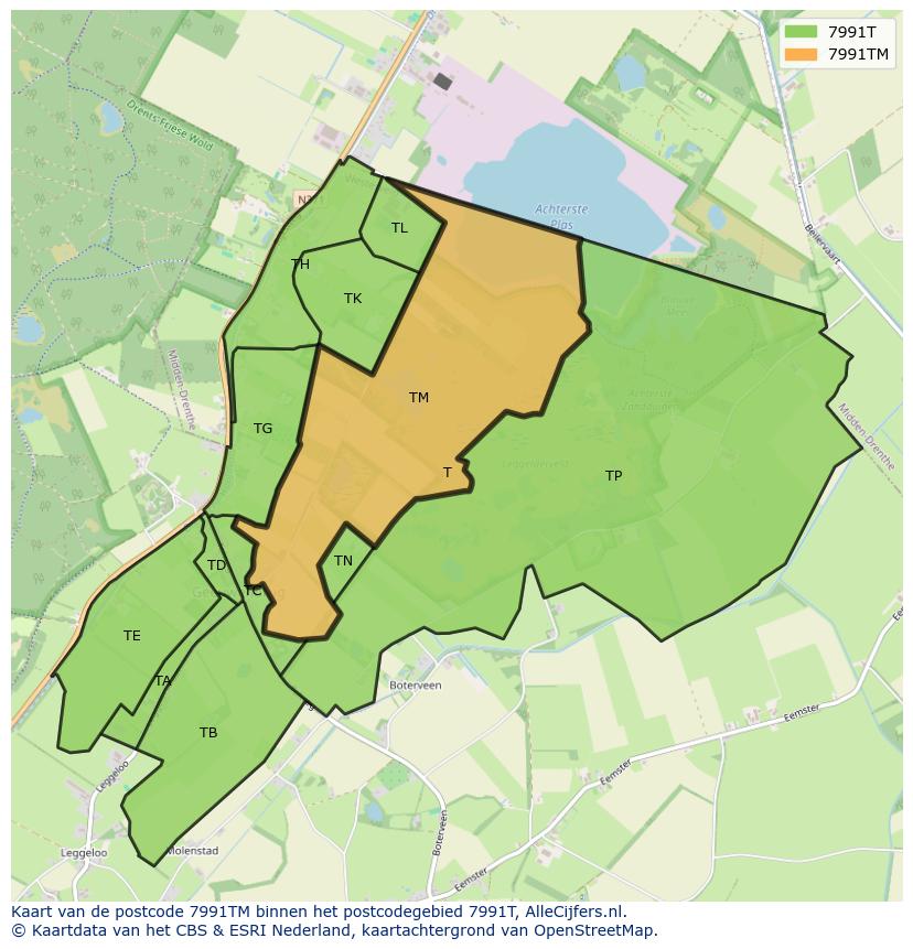 Afbeelding van het postcodegebied 7991 TM op de kaart.