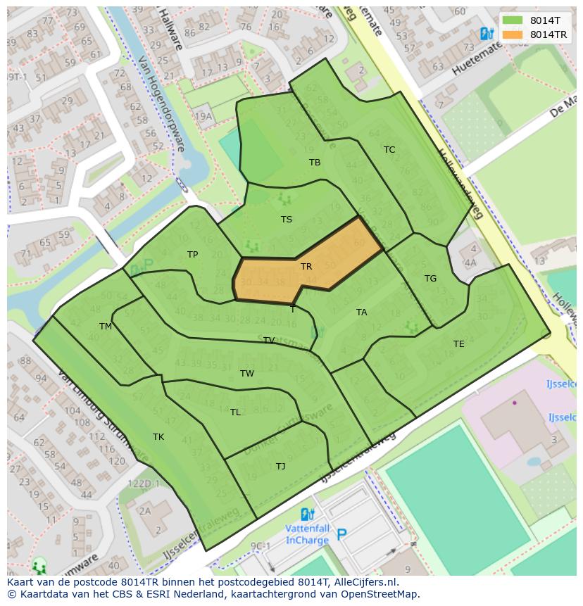 Afbeelding van het postcodegebied 8014 TR op de kaart.