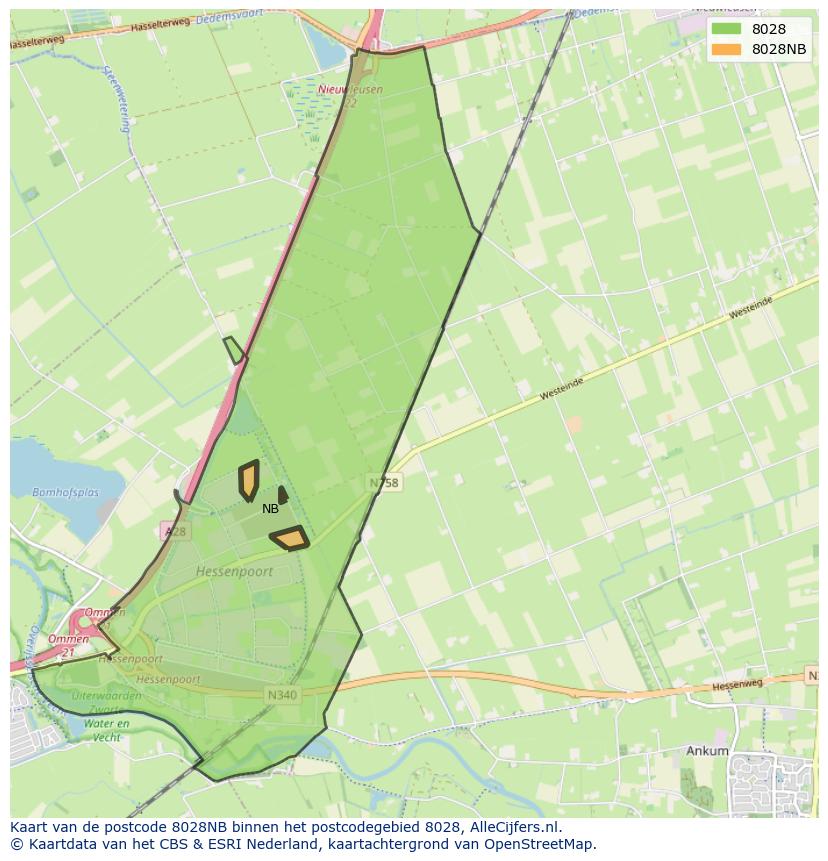 Afbeelding van het postcodegebied 8028 NB op de kaart.