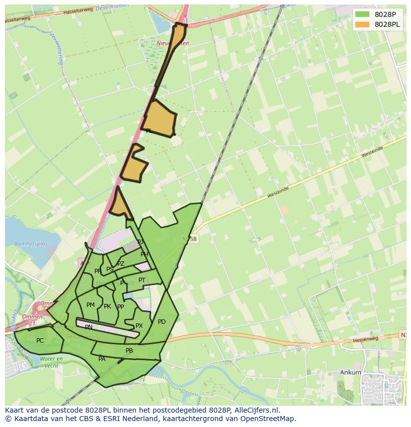 Afbeelding van het postcodegebied 8028 PL op de kaart.