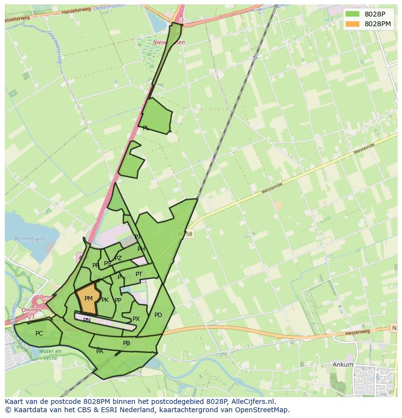 Afbeelding van het postcodegebied 8028 PM op de kaart.