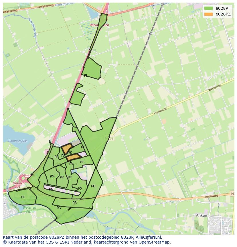 Afbeelding van het postcodegebied 8028 PZ op de kaart.