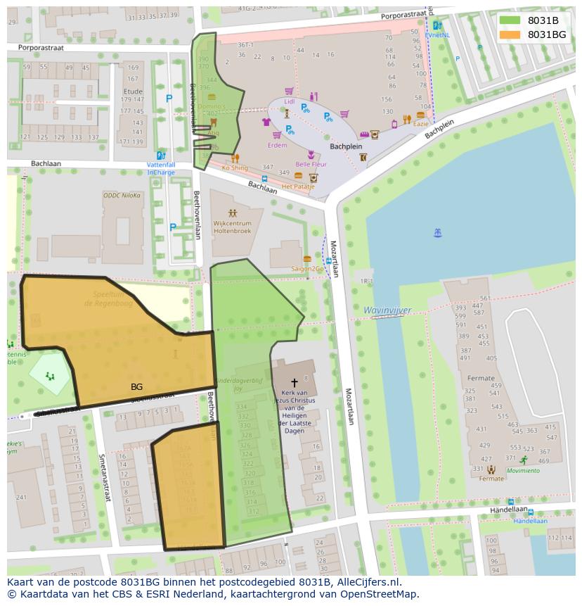 Afbeelding van het postcodegebied 8031 BG op de kaart.