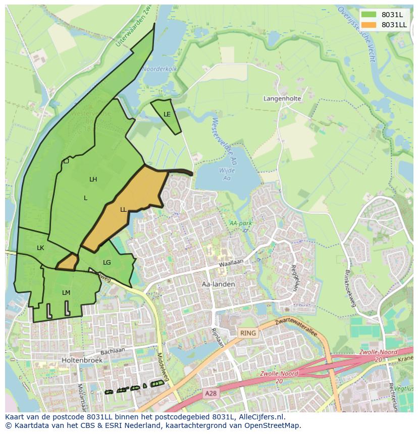 Afbeelding van het postcodegebied 8031 LL op de kaart.