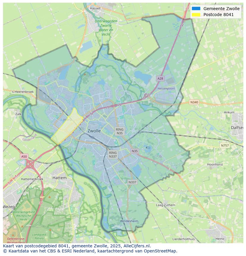 Afbeelding van het postcodegebied 8041 op de kaart.