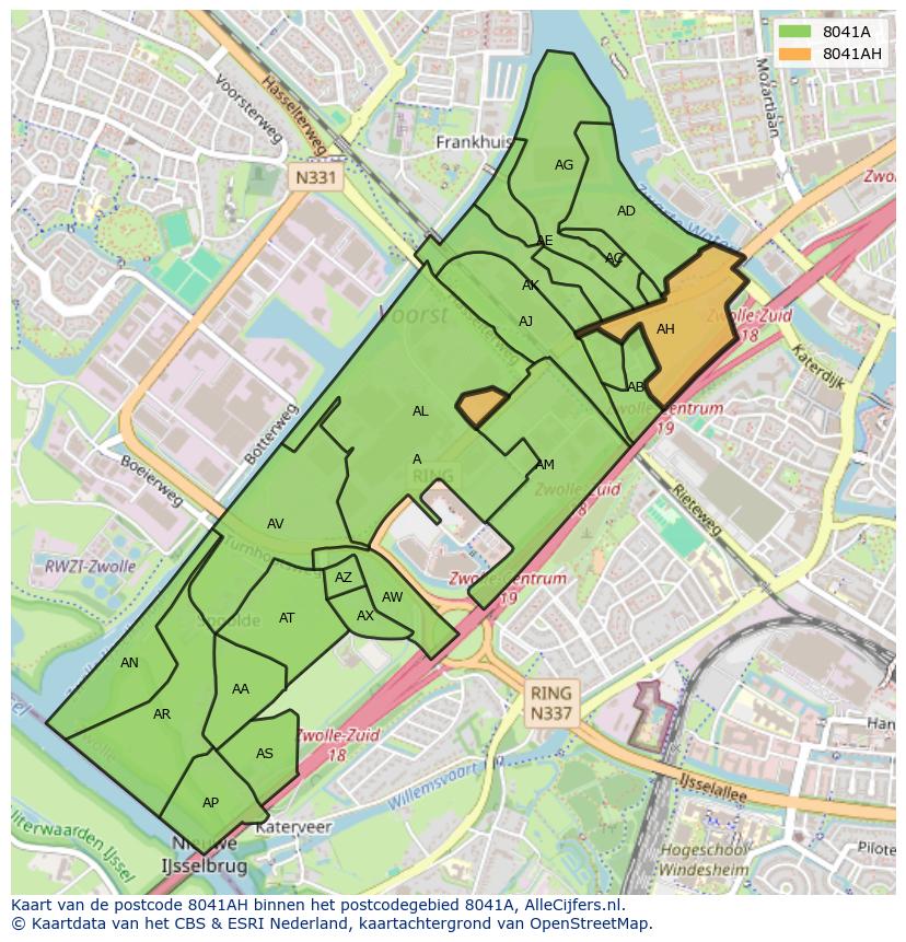 Afbeelding van het postcodegebied 8041 AH op de kaart.