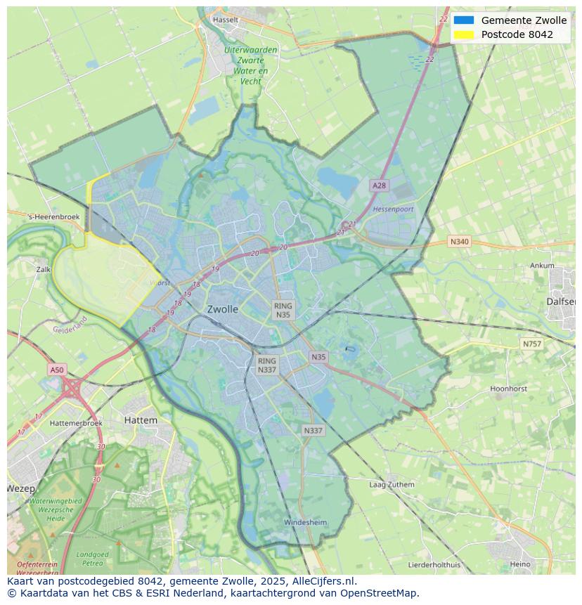 Afbeelding van het postcodegebied 8042 op de kaart.