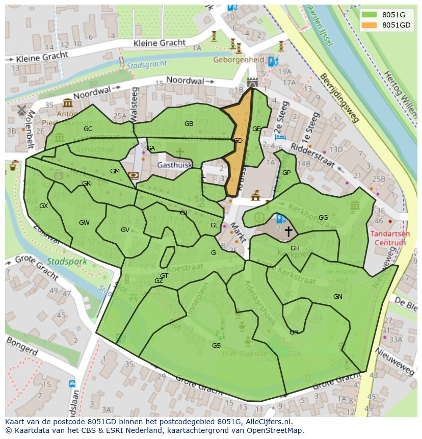Afbeelding van het postcodegebied 8051 GD op de kaart.