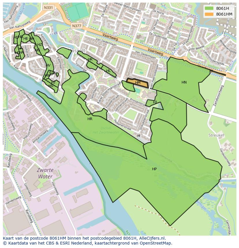 Afbeelding van het postcodegebied 8061 HM op de kaart.
