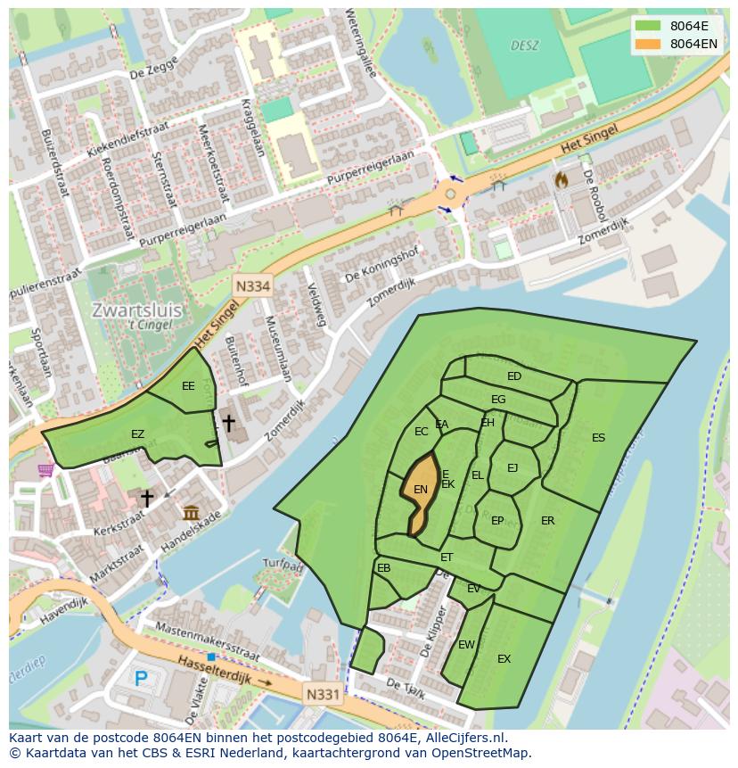 Afbeelding van het postcodegebied 8064 EN op de kaart.
