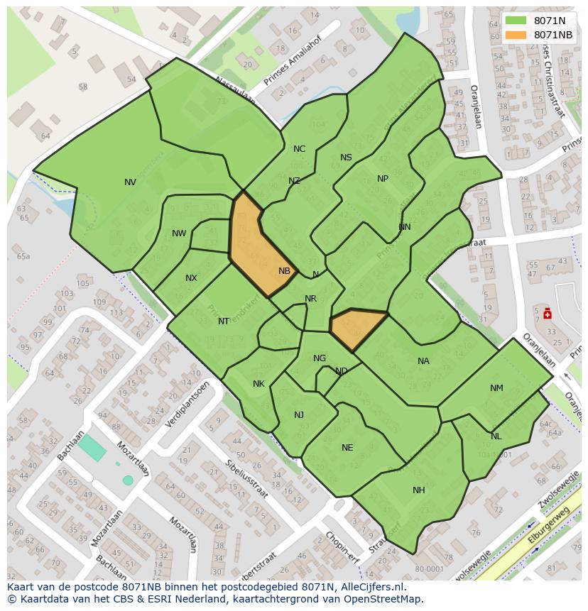 Afbeelding van het postcodegebied 8071 NB op de kaart.