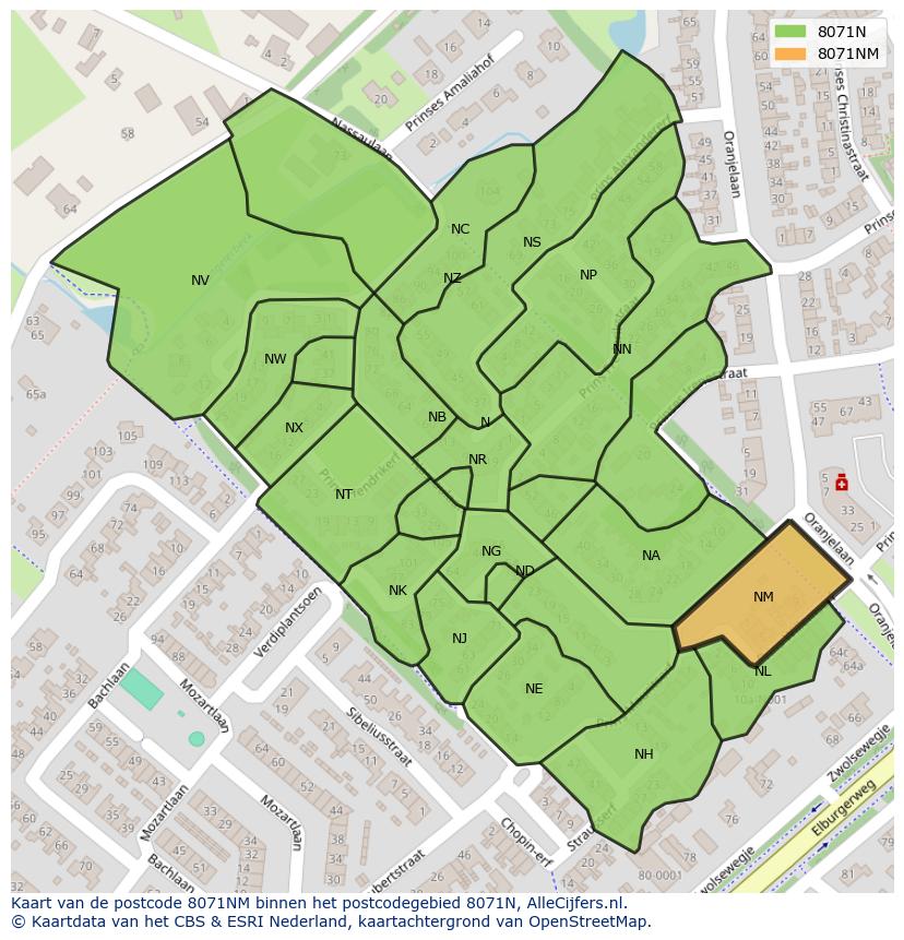 Afbeelding van het postcodegebied 8071 NM op de kaart.