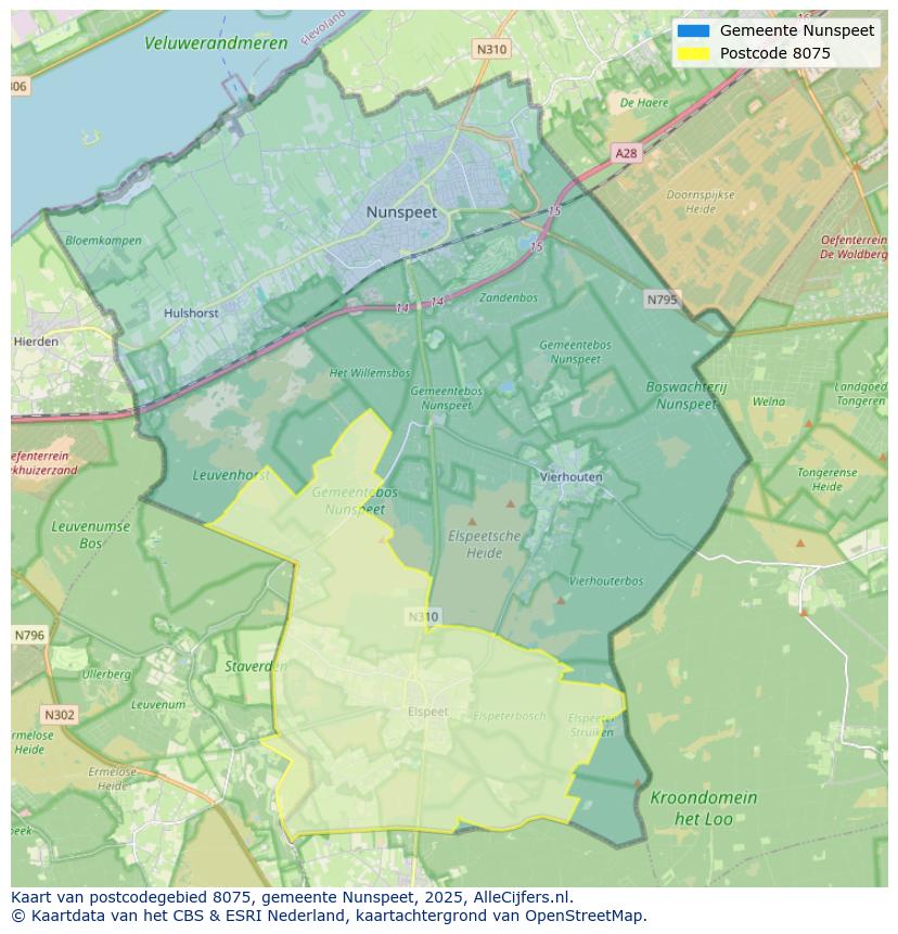 Afbeelding van het postcodegebied 8075 op de kaart.