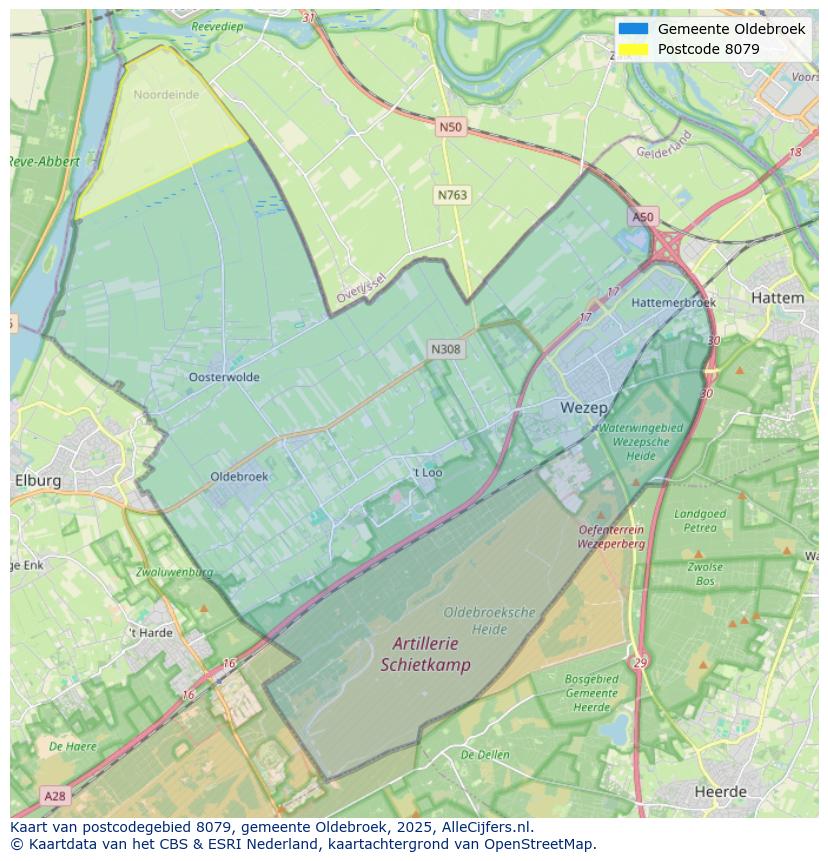 Afbeelding van het postcodegebied 8079 op de kaart.