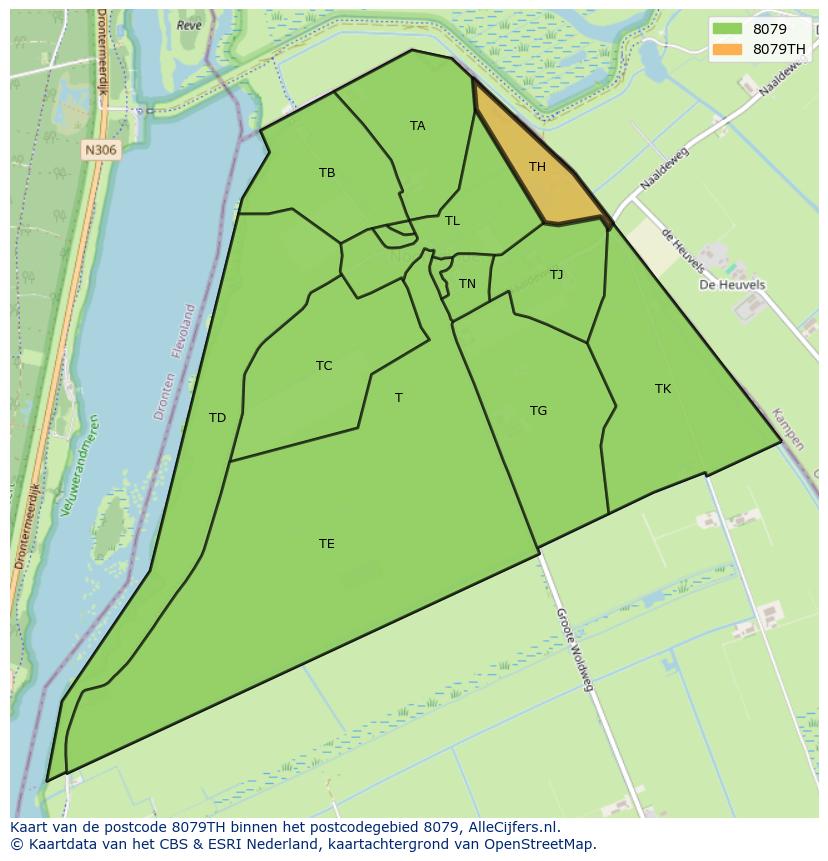 Afbeelding van het postcodegebied 8079 TH op de kaart.