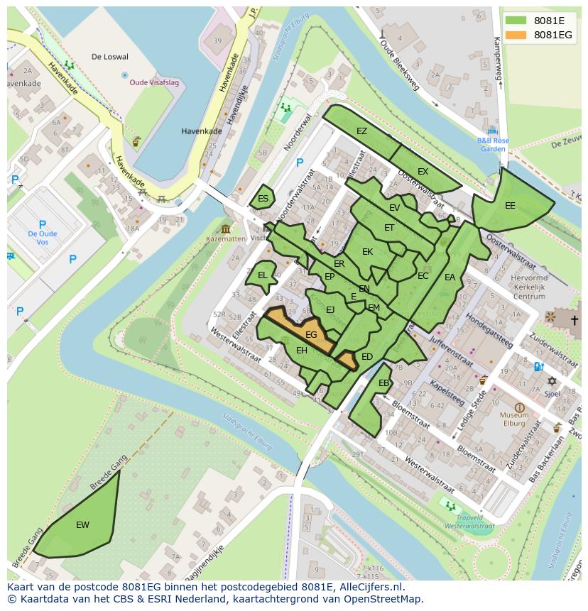 Afbeelding van het postcodegebied 8081 EG op de kaart.