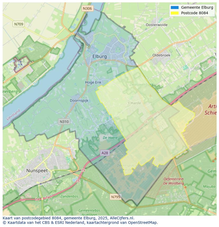 Afbeelding van het postcodegebied 8084 op de kaart.
