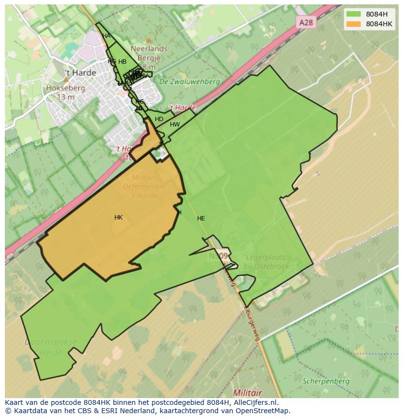 Afbeelding van het postcodegebied 8084 HK op de kaart.