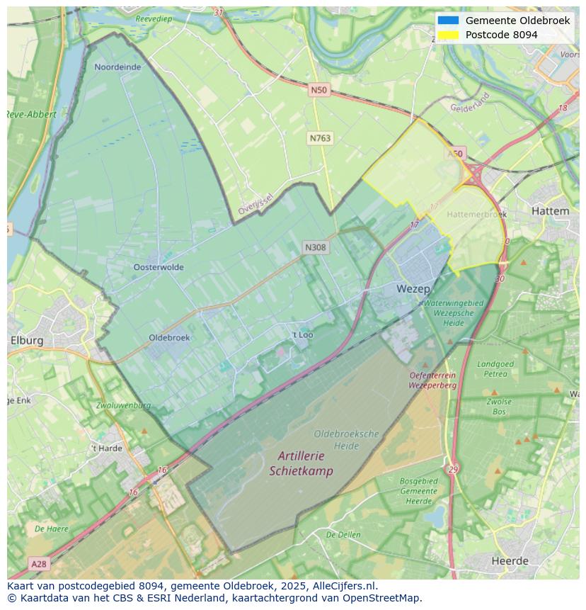 Afbeelding van het postcodegebied 8094 op de kaart.