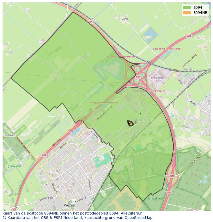 Afbeelding van het postcodegebied 8094 NB op de kaart.