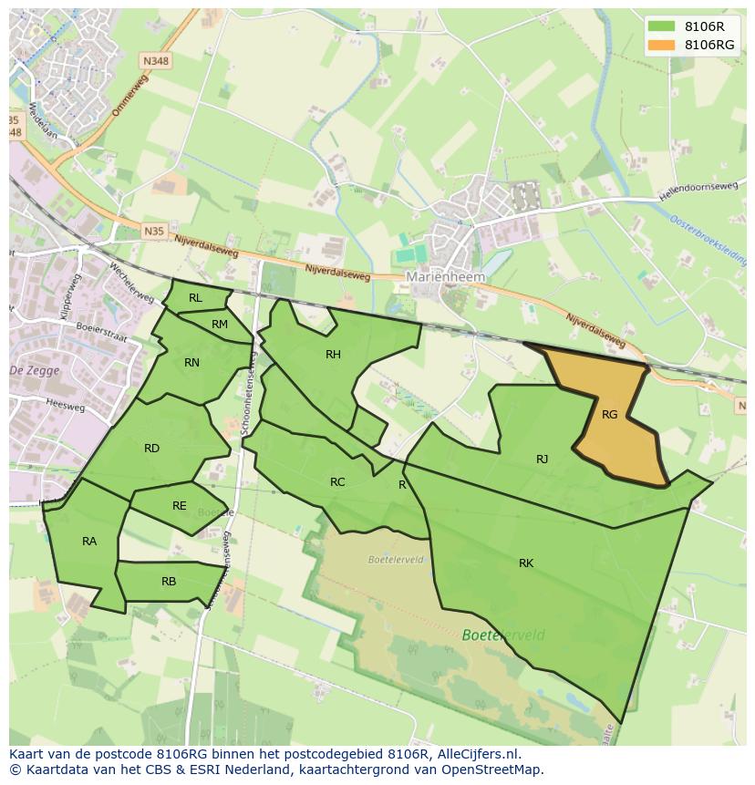 Afbeelding van het postcodegebied 8106 RG op de kaart.