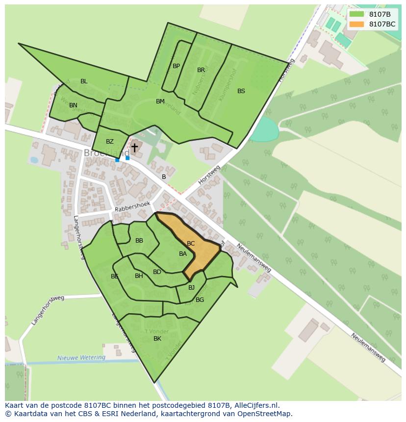 Afbeelding van het postcodegebied 8107 BC op de kaart.
