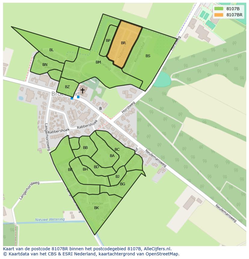 Afbeelding van het postcodegebied 8107 BR op de kaart.