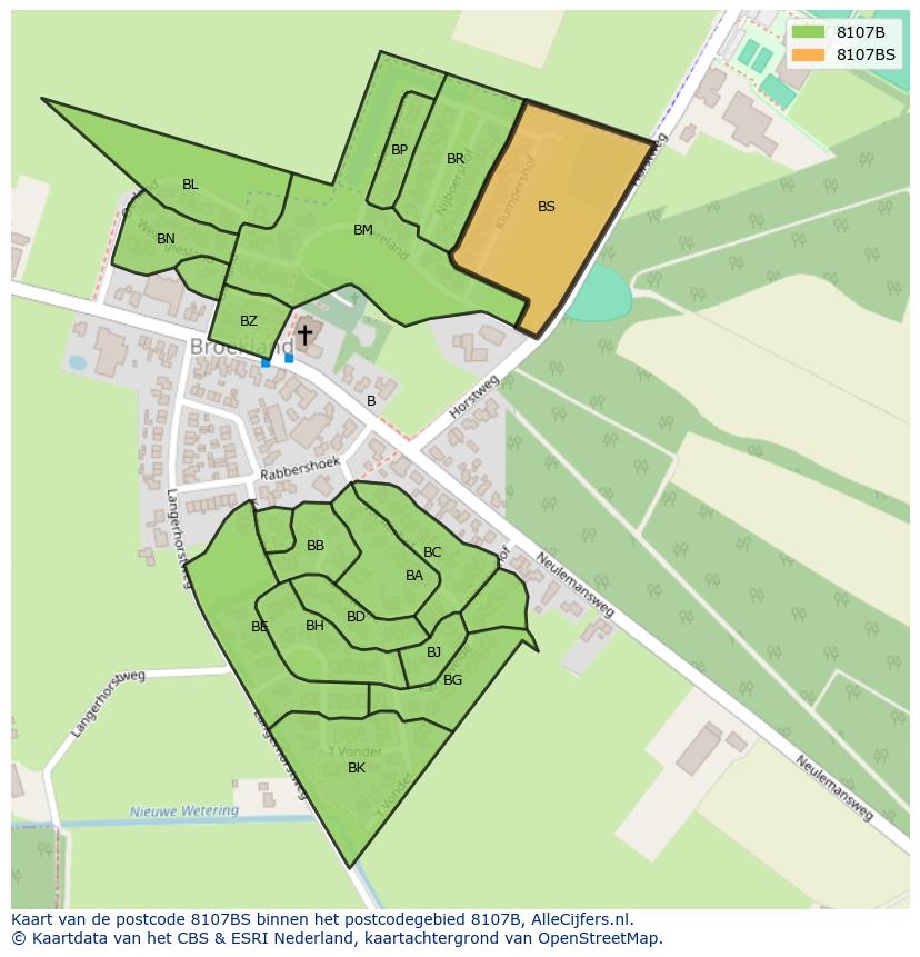 Afbeelding van het postcodegebied 8107 BS op de kaart.