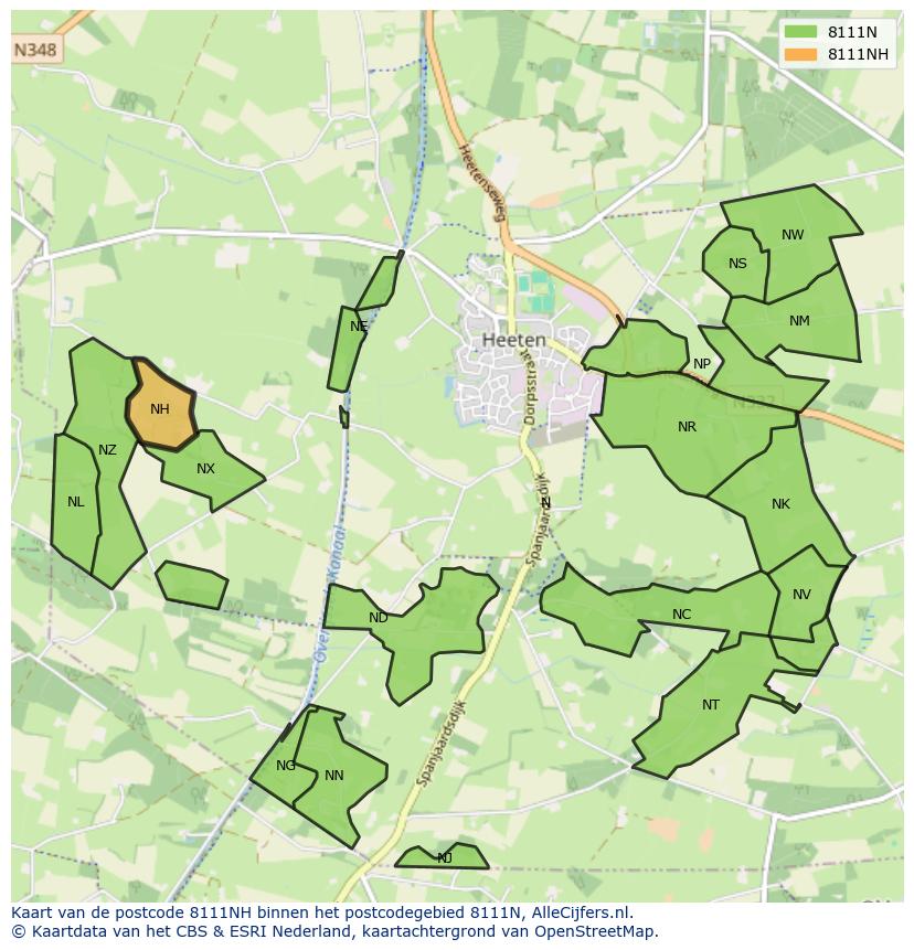 Afbeelding van het postcodegebied 8111 NH op de kaart.