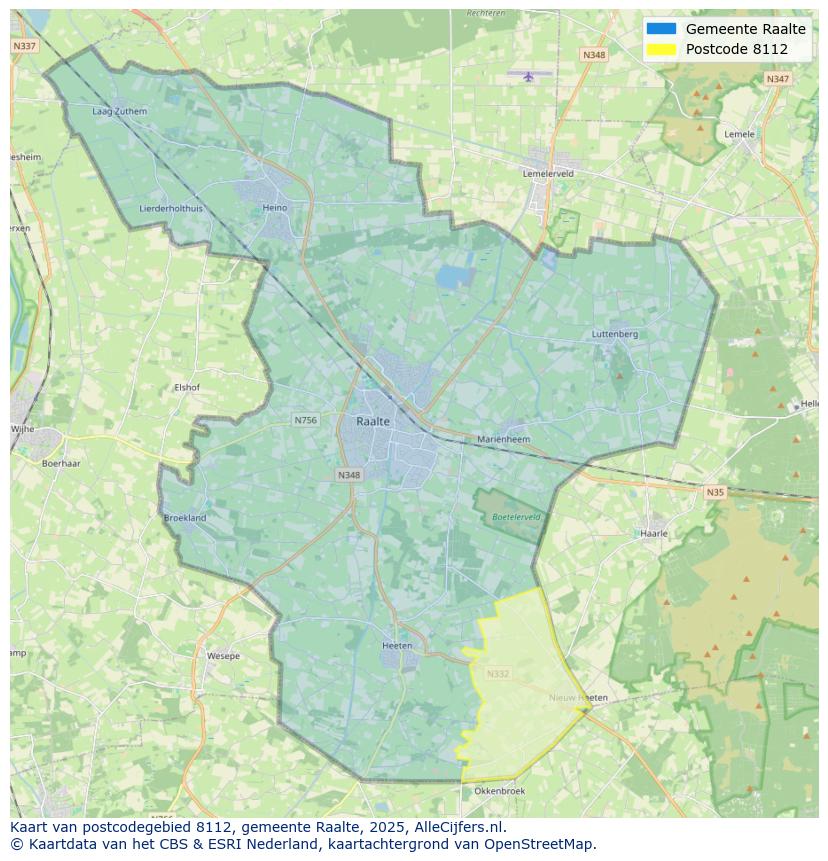 Afbeelding van het postcodegebied 8112 op de kaart.