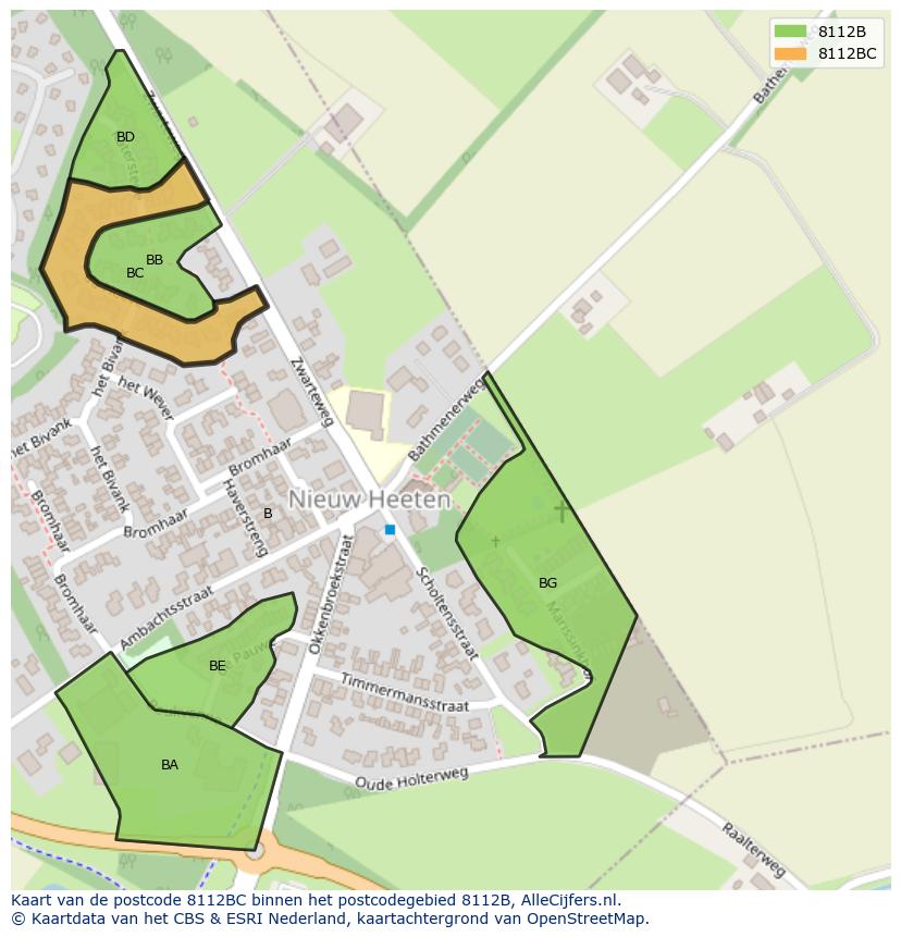 Afbeelding van het postcodegebied 8112 BC op de kaart.
