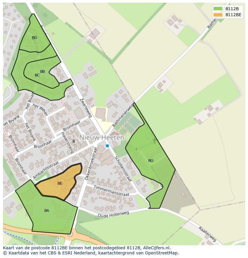 Afbeelding van het postcodegebied 8112 BE op de kaart.