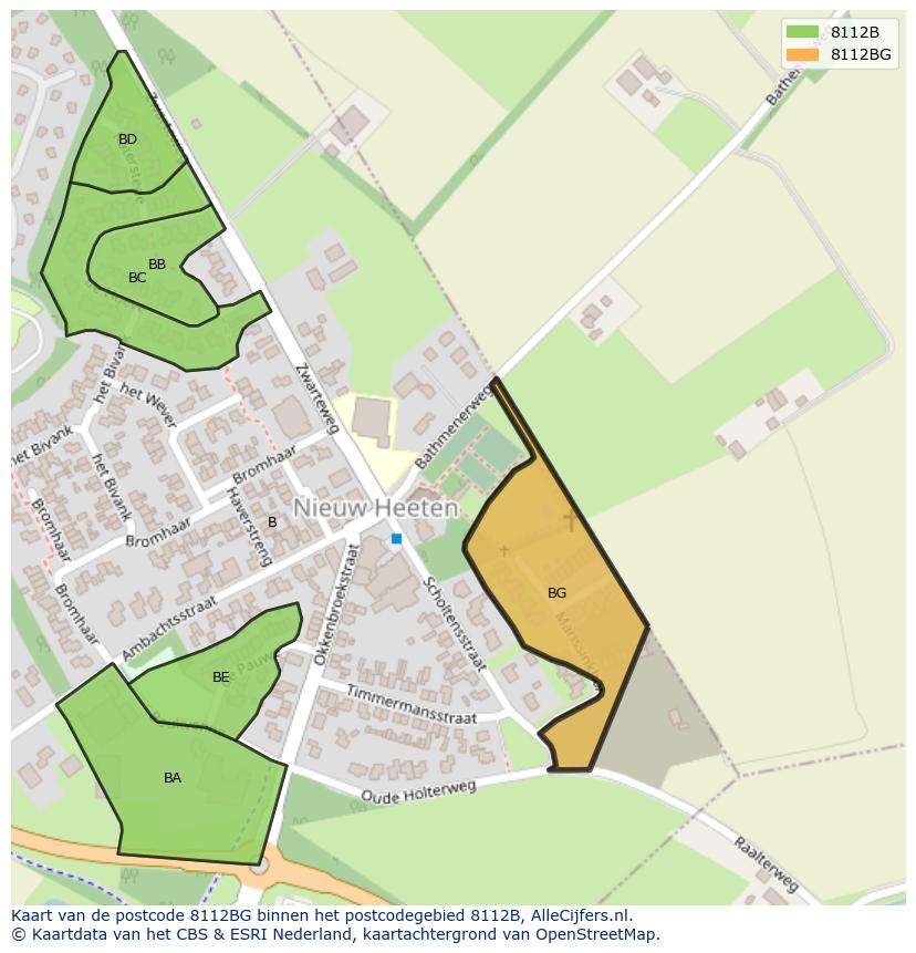 Afbeelding van het postcodegebied 8112 BG op de kaart.