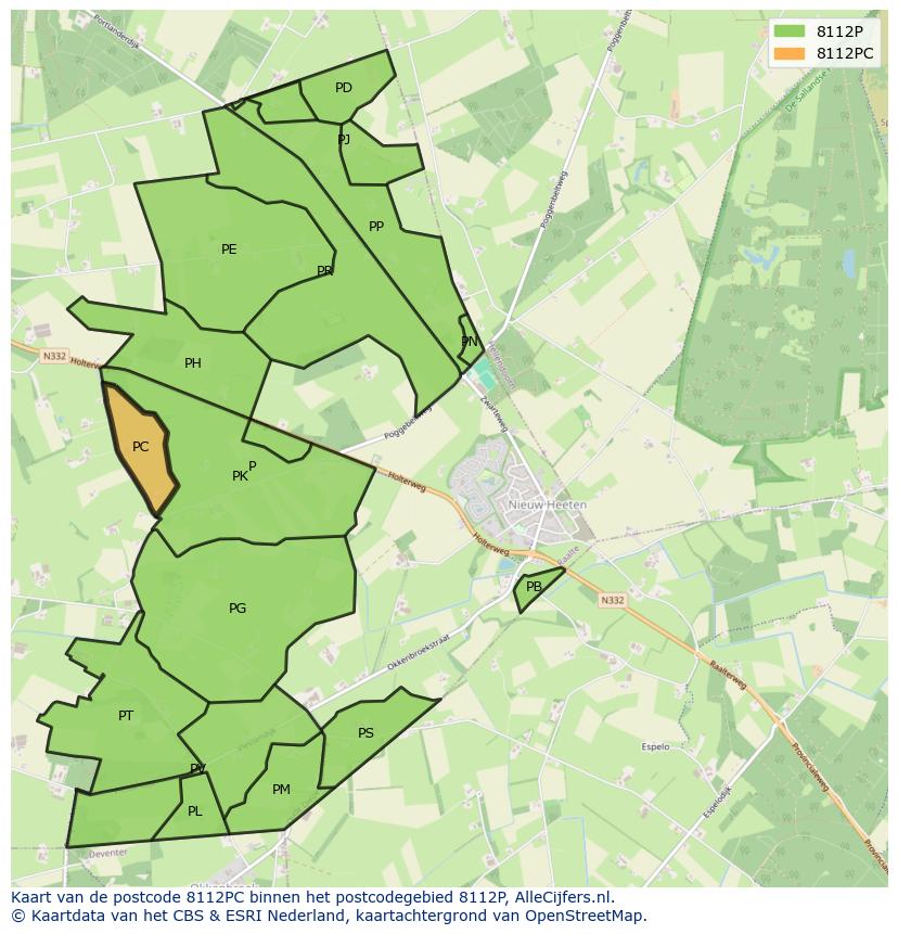 Afbeelding van het postcodegebied 8112 PC op de kaart.