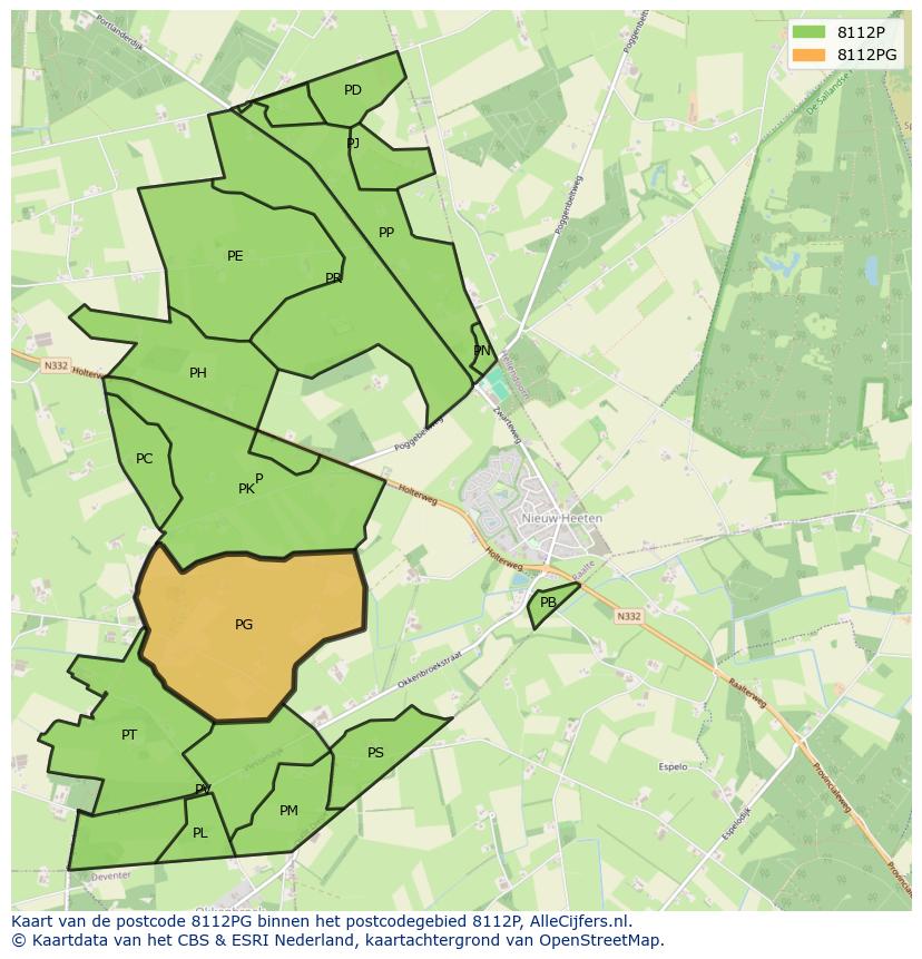 Afbeelding van het postcodegebied 8112 PG op de kaart.