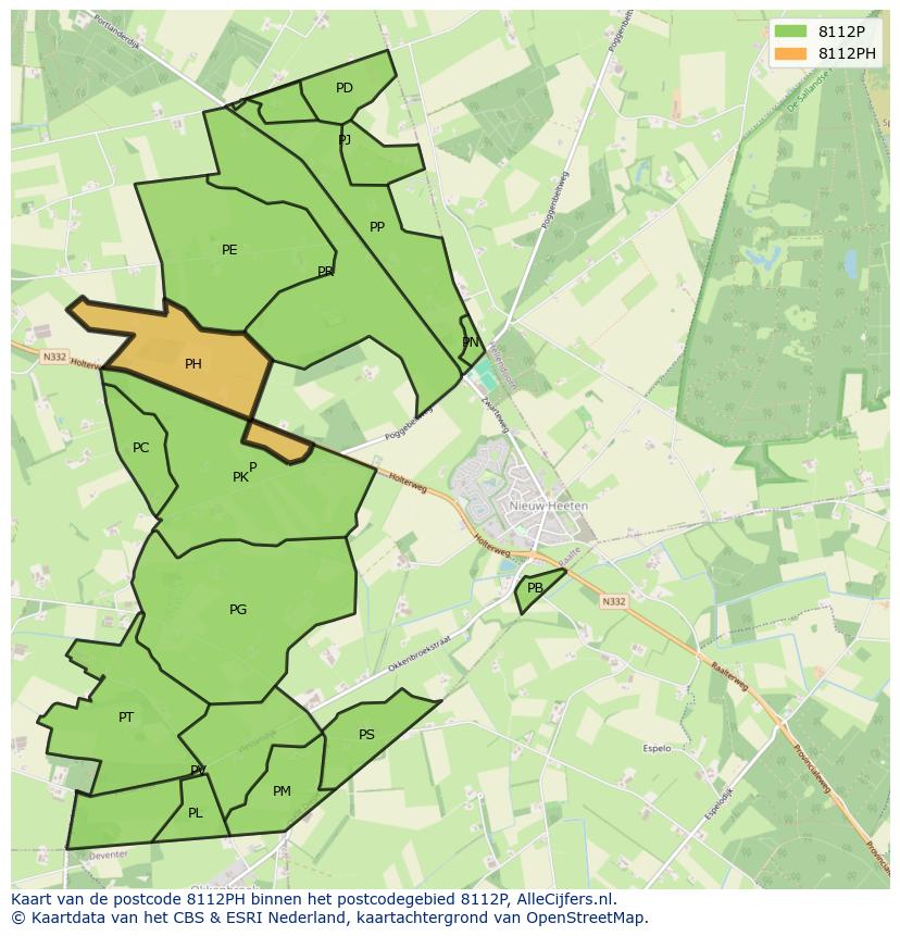 Afbeelding van het postcodegebied 8112 PH op de kaart.