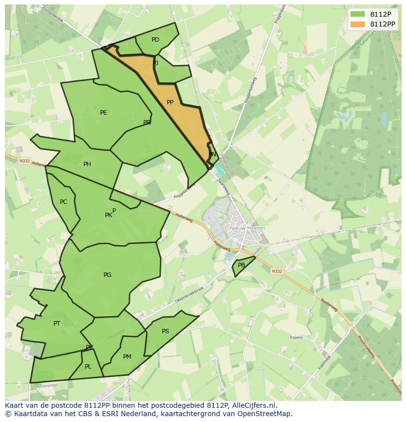 Afbeelding van het postcodegebied 8112 PP op de kaart.