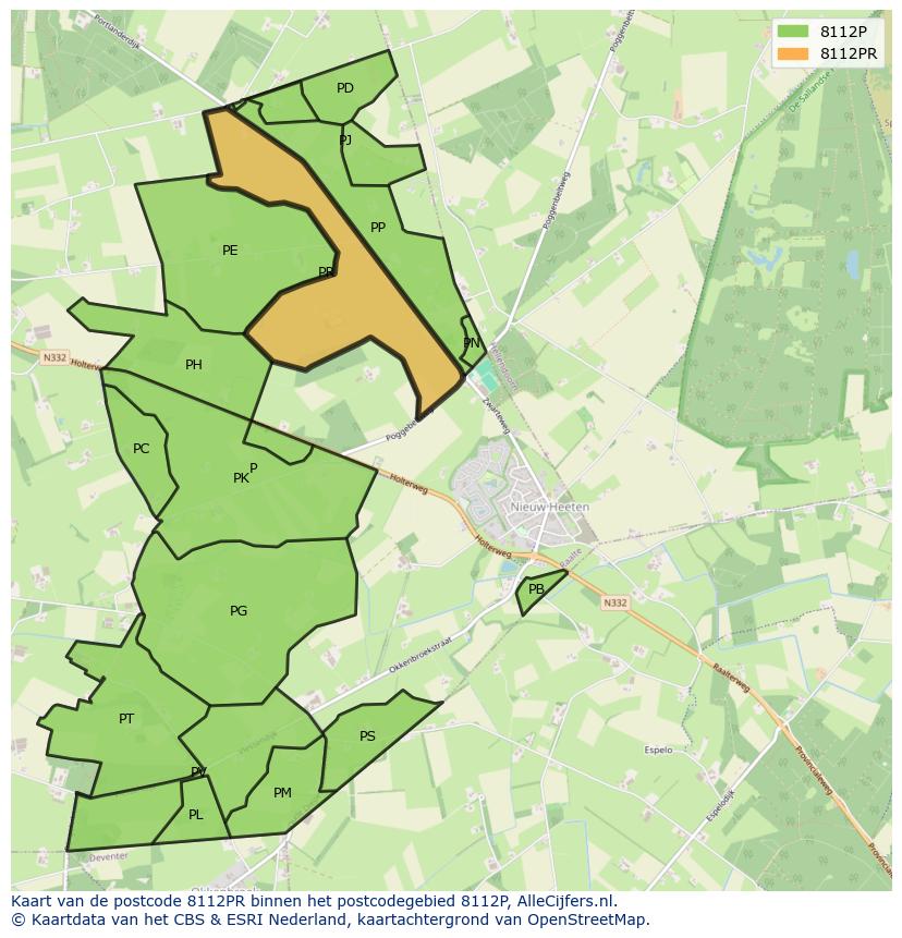 Afbeelding van het postcodegebied 8112 PR op de kaart.