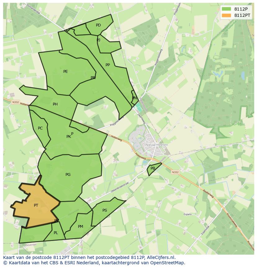 Afbeelding van het postcodegebied 8112 PT op de kaart.
