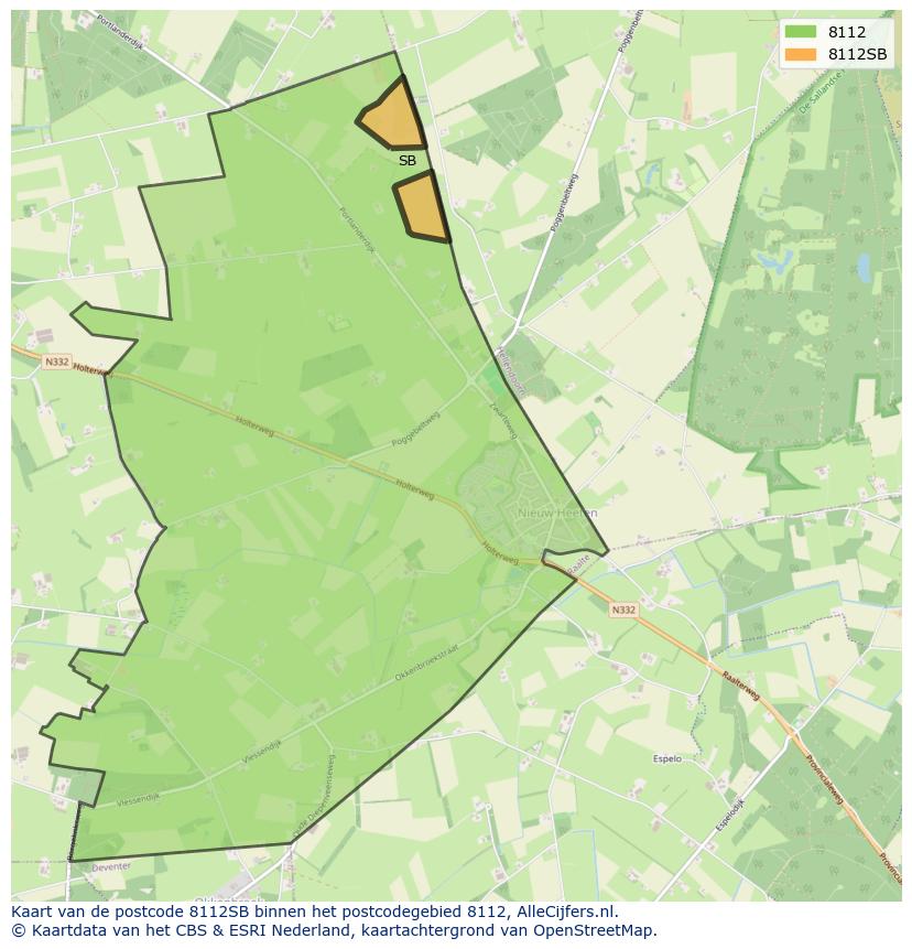 Afbeelding van het postcodegebied 8112 SB op de kaart.