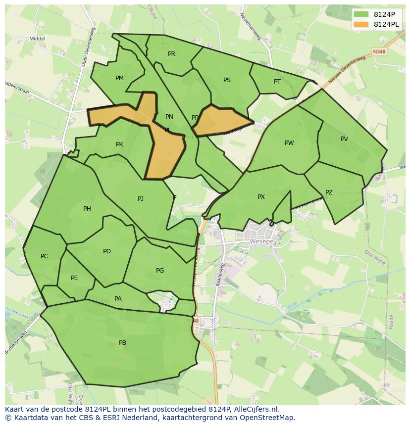Afbeelding van het postcodegebied 8124 PL op de kaart.