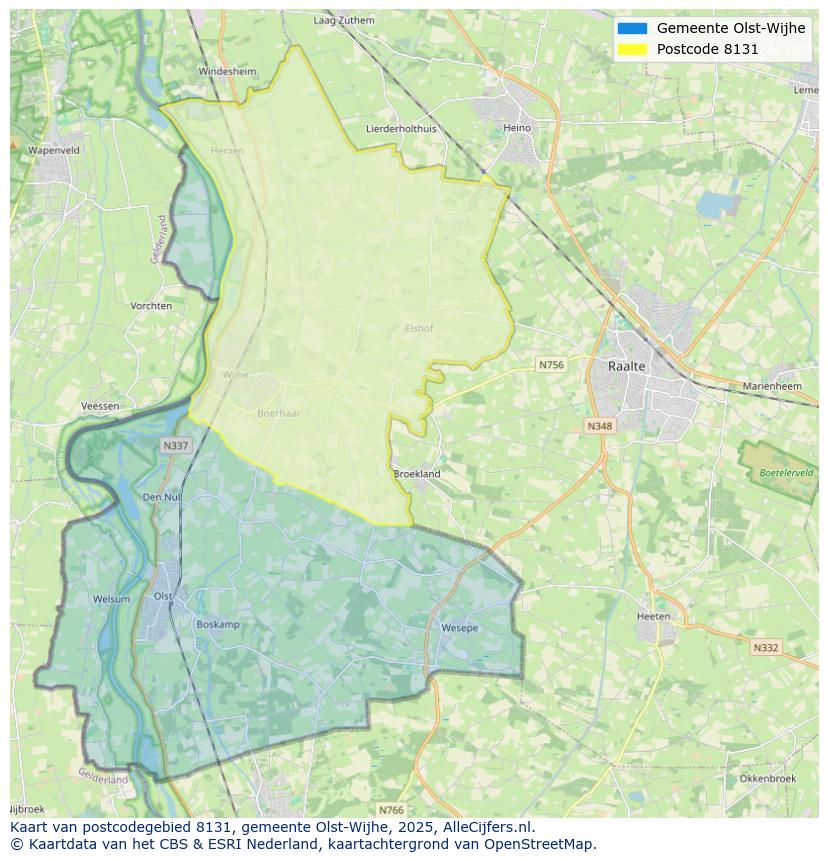 Afbeelding van het postcodegebied 8131 op de kaart.