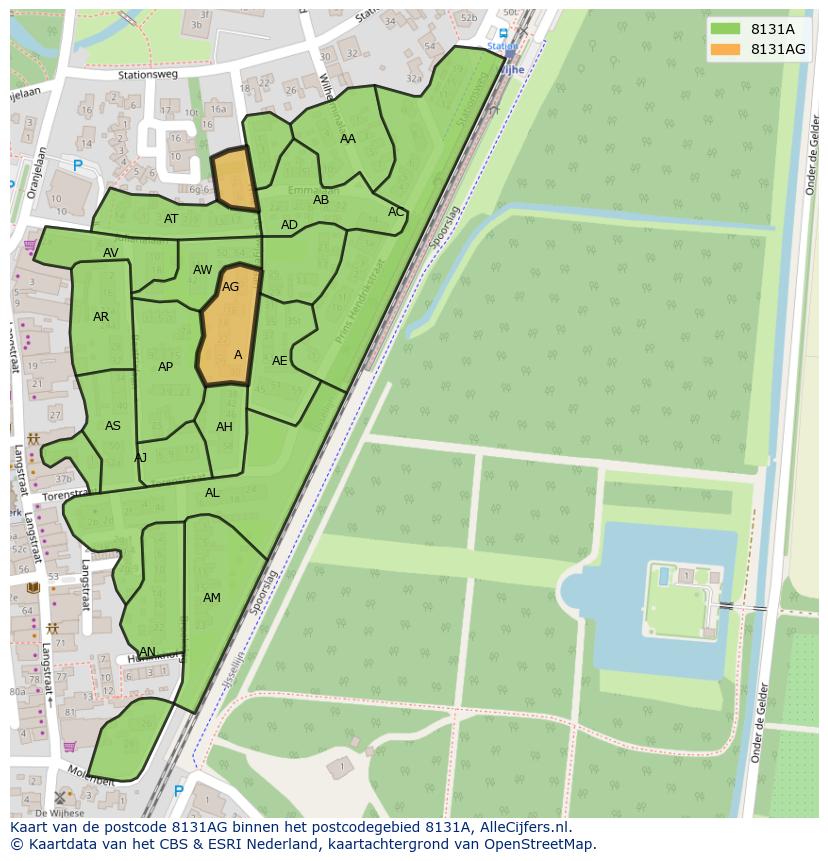 Afbeelding van het postcodegebied 8131 AG op de kaart.