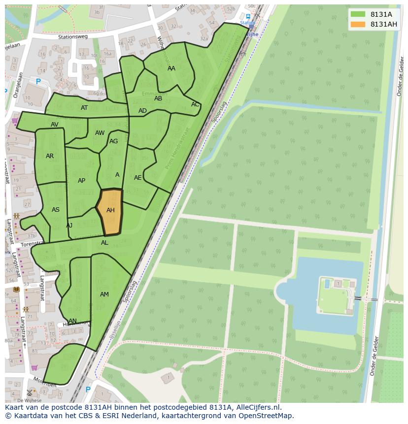 Afbeelding van het postcodegebied 8131 AH op de kaart.
