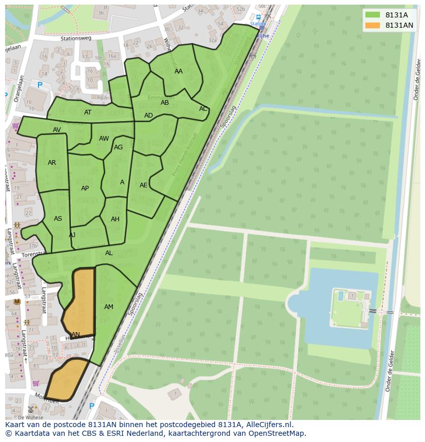 Afbeelding van het postcodegebied 8131 AN op de kaart.
