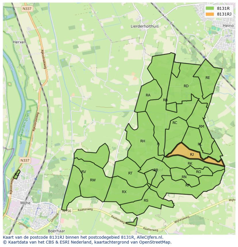Afbeelding van het postcodegebied 8131 RJ op de kaart.