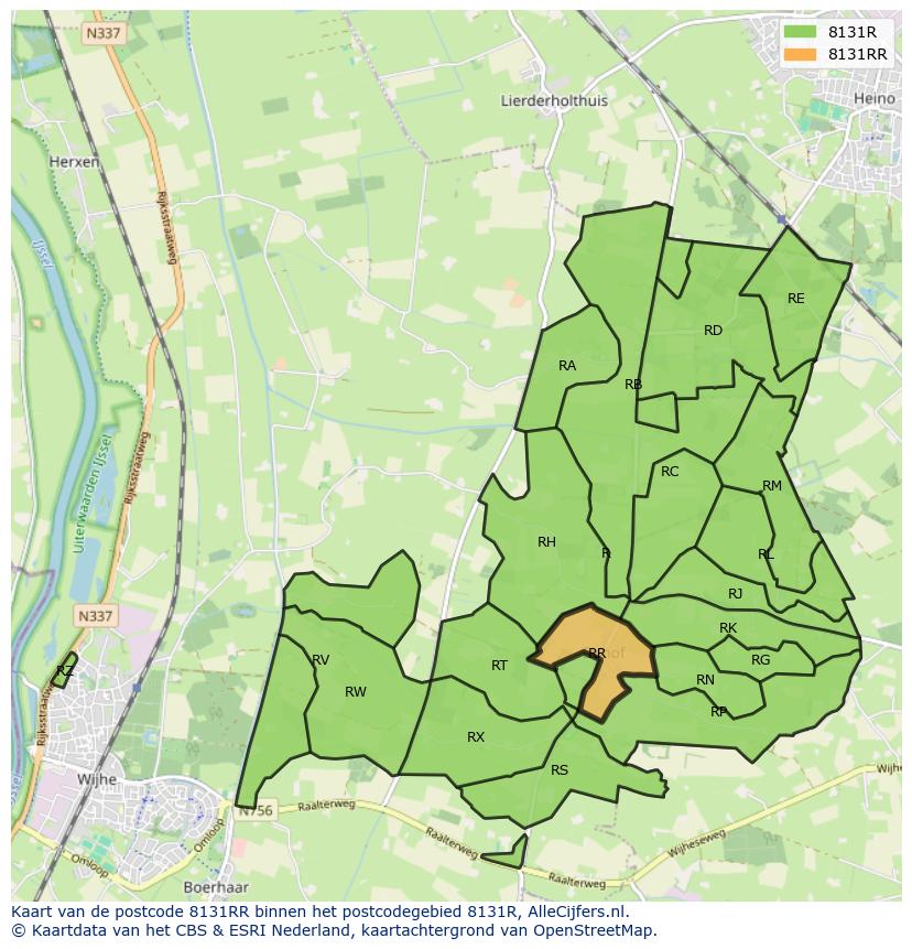 Afbeelding van het postcodegebied 8131 RR op de kaart.