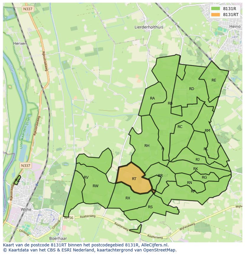 Afbeelding van het postcodegebied 8131 RT op de kaart.